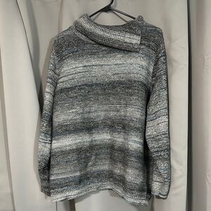 CJ Banks Gray Cowl Neck Sweater with Soft Texture